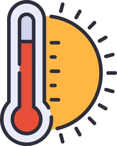 Ícone Termômetro Sol Verão Estilo Filledoutline — Vetor de Stock