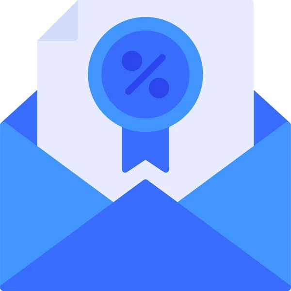 Icono Descuento Sobre Correo Electrónico Estilo Plano — Vector de stock