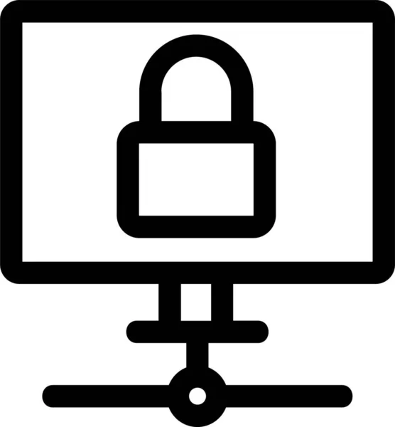 Lock Monitor Network Icon Outline Style — Stock Vector