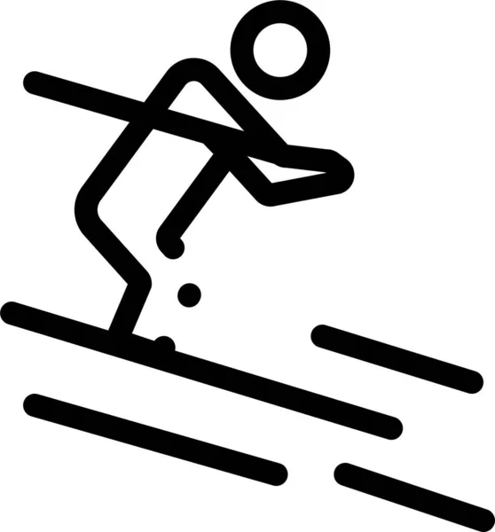 Activity Ski Skiing Icon Outline Style — Stock Vector