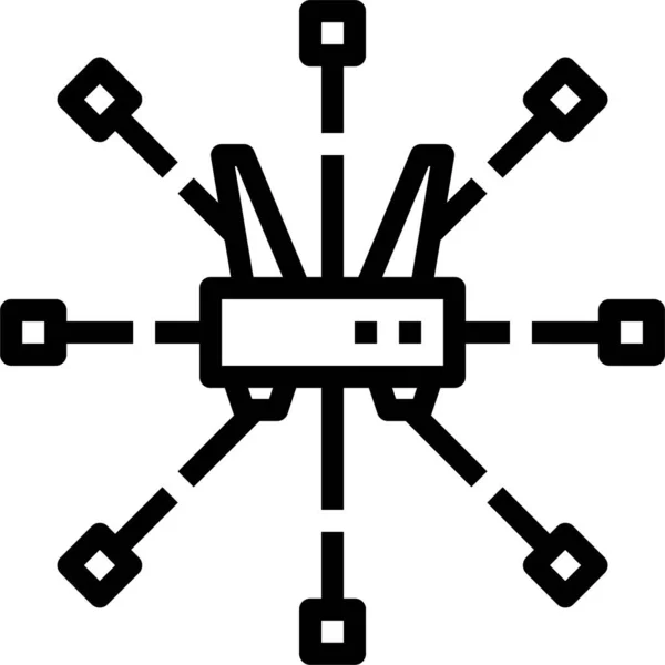 基于轮廓风格的信道通信无线网络图标 — 图库矢量图片