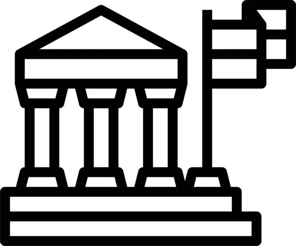 Τράπεζα Σημαία Εικονίδιο Μακροοικονομία Στυλ Περίγραμμα — Διανυσματικό Αρχείο
