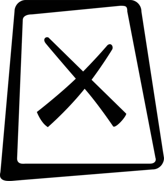 Croix Supprimer Icône Document Dans Style Dessiné Main — Image vectorielle