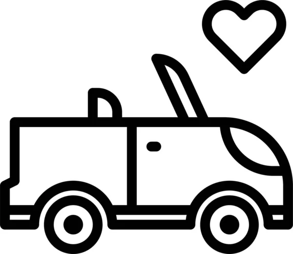 Automobile Voiture Amour Icône Dans Style Contour — Image vectorielle