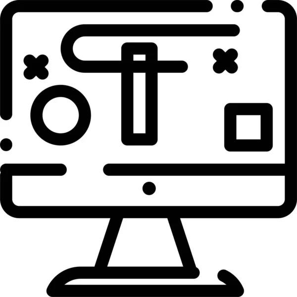 Icono Pantalla Diseño Computadora Estilo Esquema — Vector de stock