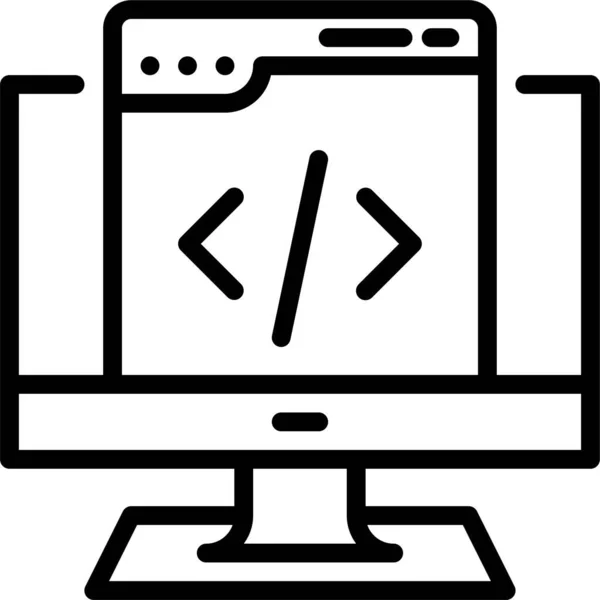 Coding Computer Monitor Icon — Stock Vector