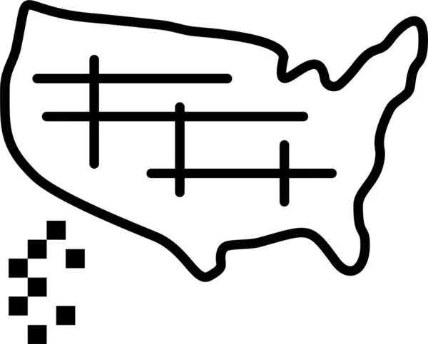 Mapa Estados Unidos Icono Estilo Esquema — Archivo Imágenes Vectoriales