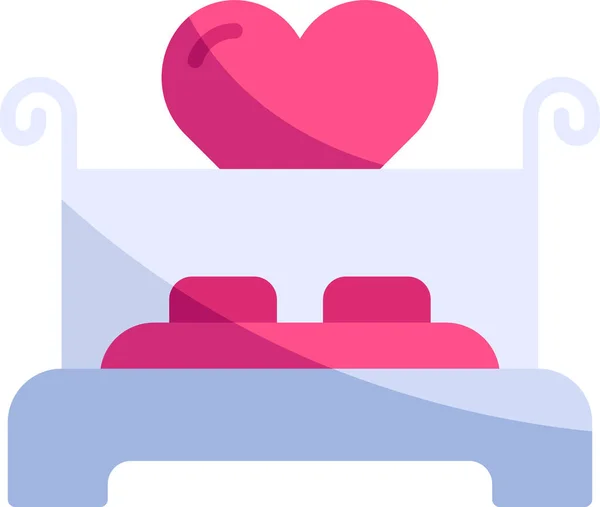 Κρεβάτι Υπνοδωμάτιο Αγάπη Εικονίδιο Επίπεδο Στυλ — Διανυσματικό Αρχείο