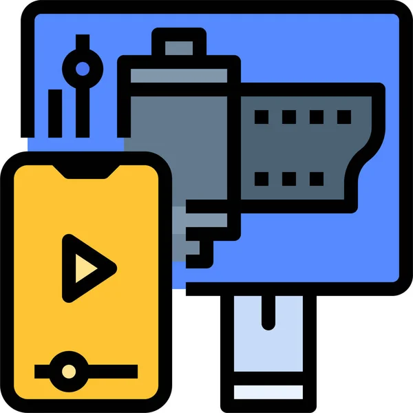 Ikona Multimediów Komputerowych Kategorii Urządzenia Elektroniczne — Wektor stockowy