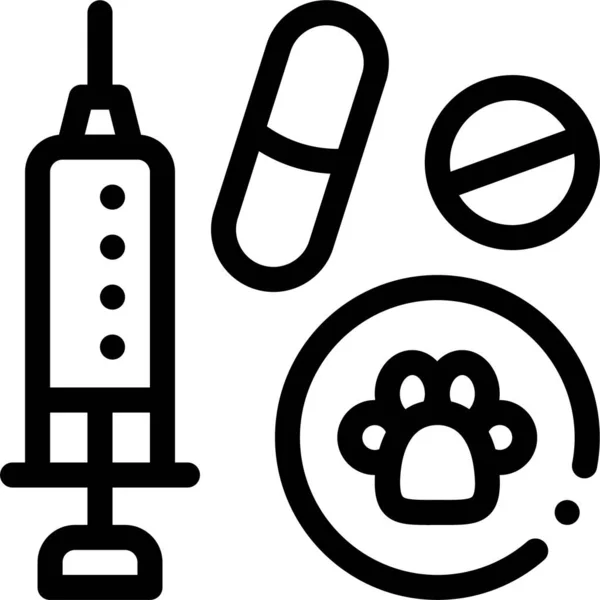 Icono Tienda Mascotas Medicamentos Estilo Esquema — Vector de stock