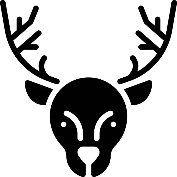 Animal Christmas Deer Icon Solid Style — Stock Vector