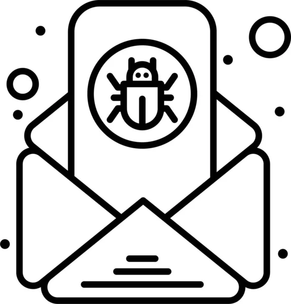 Bug Mail Letter Pictogram Omtrek Stijl — Stockvector