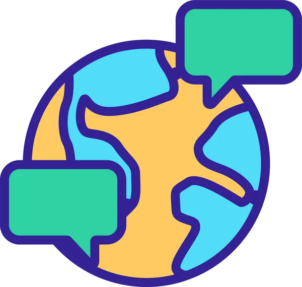 Contour Communication Icône Mondiale — Image vectorielle