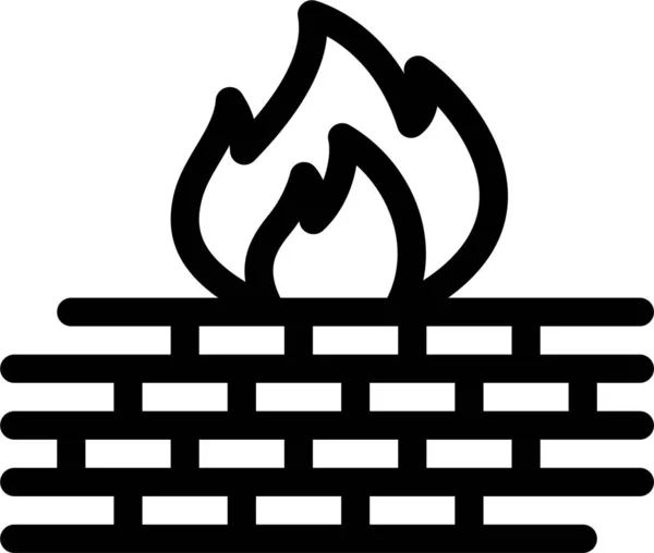 Antivirus Computer Firewall Pictogram Grote Lijnen — Stockvector