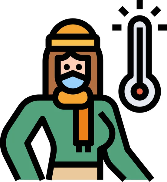 Ziek Temperatuur Koude Pictogram — Stockvector