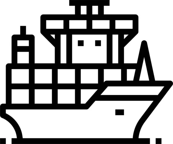 物流船舶航运图标概述风格 — 图库矢量图片