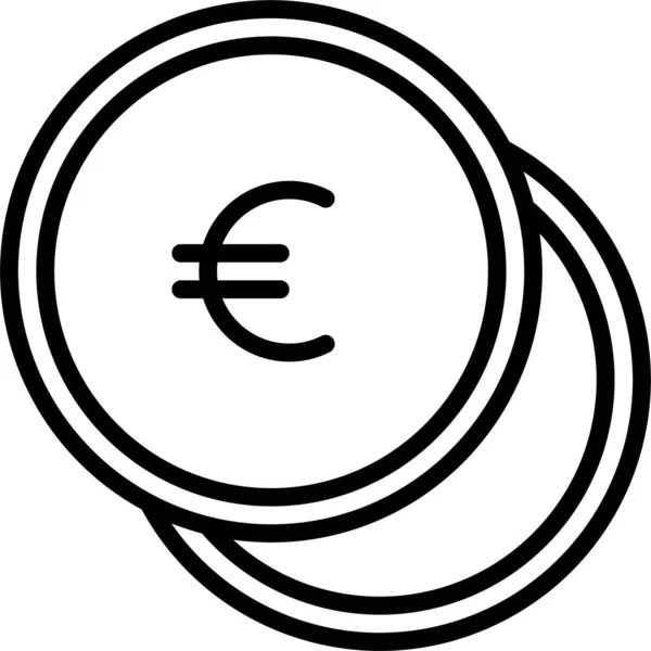Pièce Monnaie Euro Icône Dans Style Contour — Image vectorielle