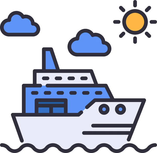 Cruise Trip Jacht Icoon Filedoutline Stijl — Stockvector