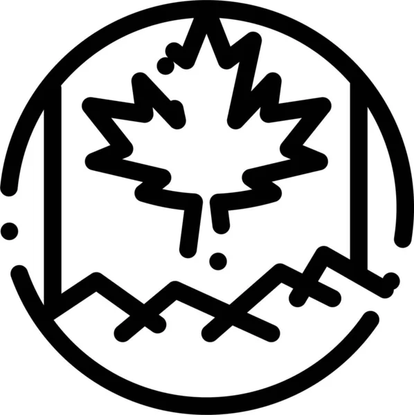 Kanadas Flaggenblatt Symbol Umrissstil — Stockvektor