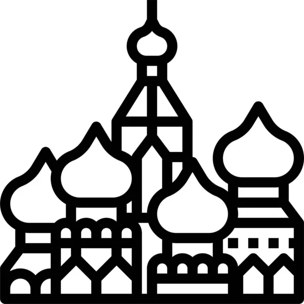 Icône Moscou Monument Cathédrale Dans Style Contour — Image vectorielle