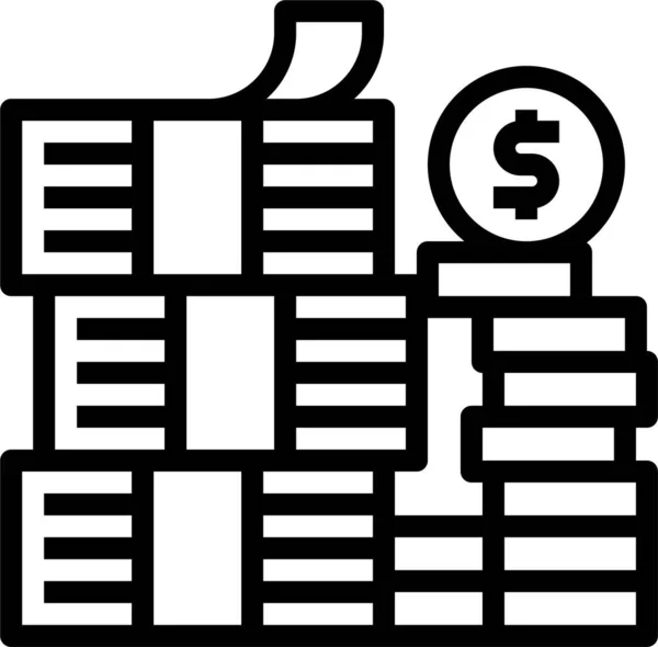 Icône Pièce Monnaie Budget Billet Dans Style Contour — Image vectorielle