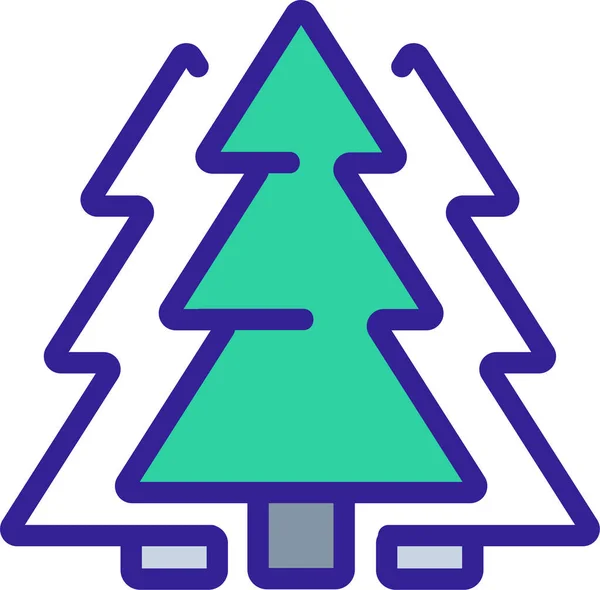 Weihnachten Kontur Immergrüne Ikone — Stockvektor