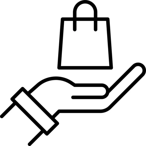Ícone Mão Comércio Eletrônico Saco Estilo Esboço —  Vetores de Stock