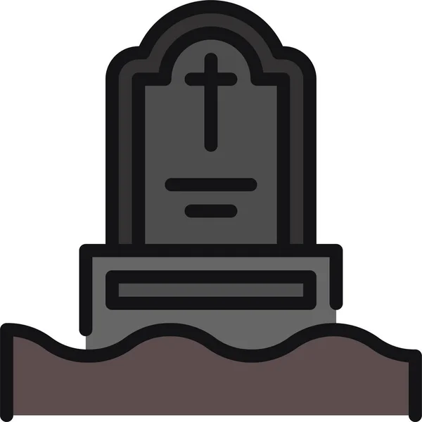 Значок Могили Стиглого Надгробного Каменю Стилі Заповненої Лінії — стоковий вектор