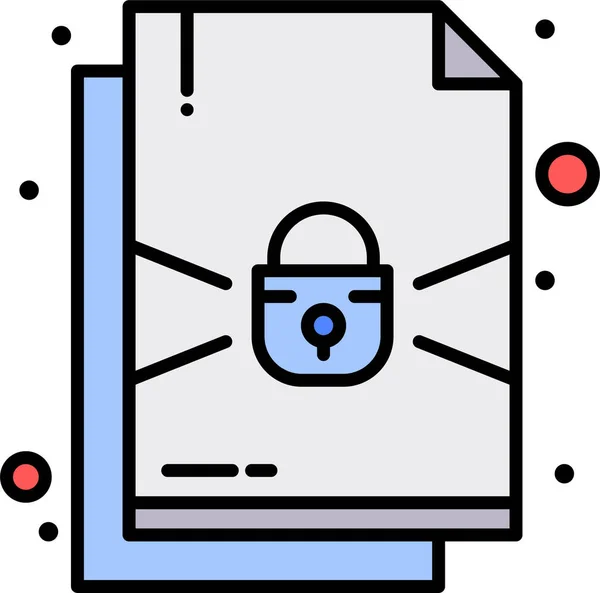 Document Lock Protection Icon Filledoutline Style — Stock Vector