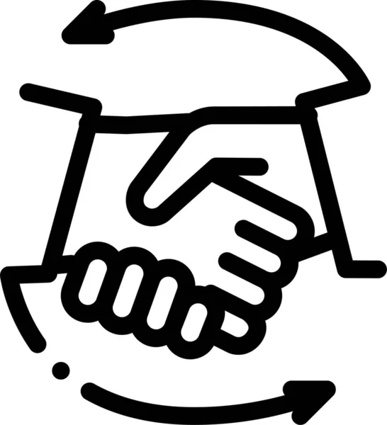 Gear Handshake Holding Icon Outline Style — Stock Vector