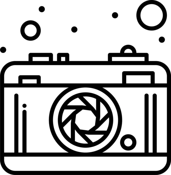 Φωτογραφική Μηχανή Lense Φωτογραφία Εικονίδιο Στυλ Περίγραμμα — Διανυσματικό Αρχείο