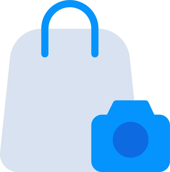 Bag Buy Camera Icon Flat Style — Stock Vector