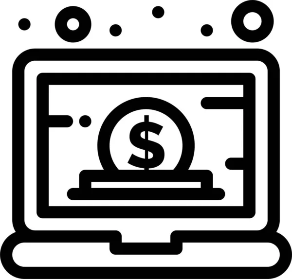 Ícone Laptop Dólar Negócios Categoria Gestão Negócios — Vetor de Stock