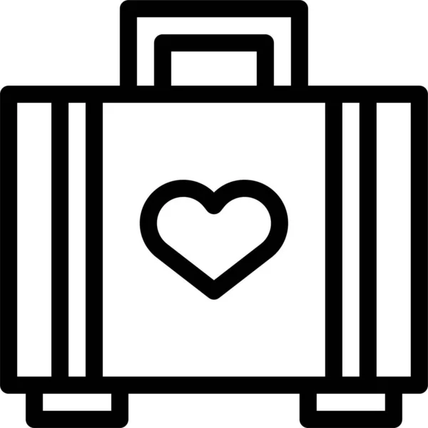 Bolso Maletín Amor Icono Estilo Del Esquema — Vector de stock