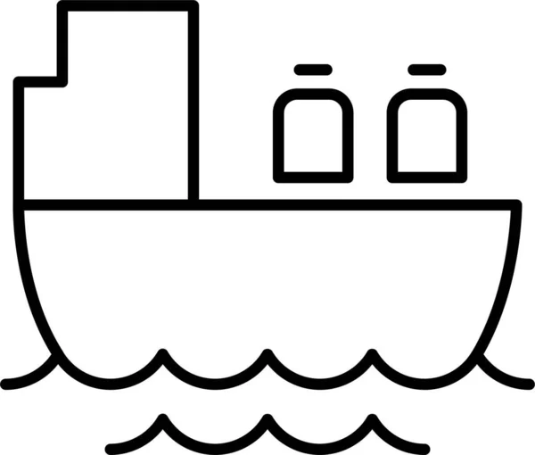 Tengeri Hajó Gőz Ikon Körvonalazott Stílusban — Stock Vector