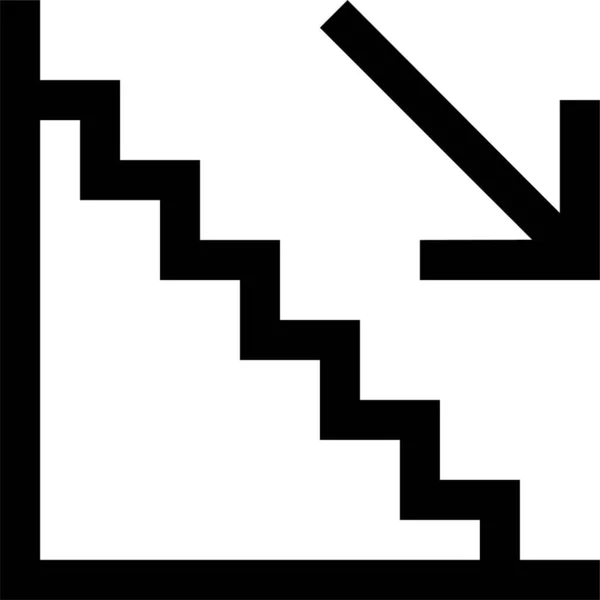 Treppe Runter Umriss Symbol Umriss Stil — Stockvektor