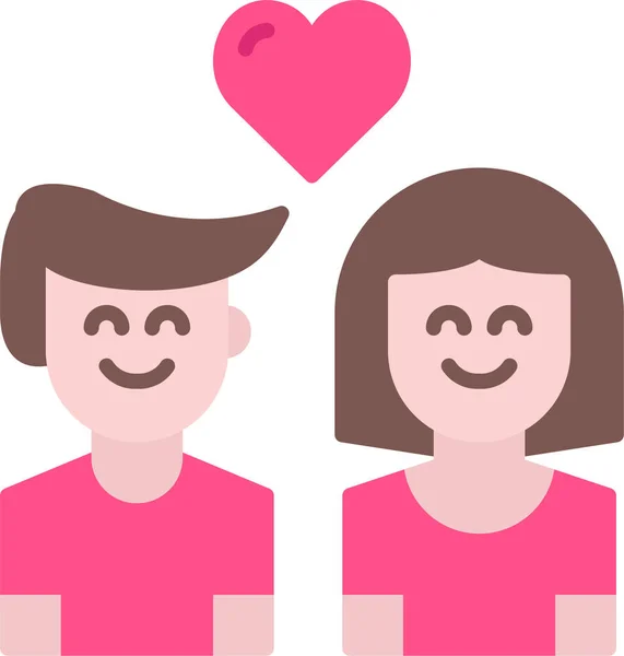 Pareja Corazón Amor Icono Estilo Plano — Archivo Imágenes Vectoriales