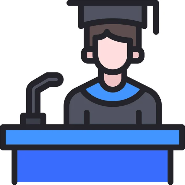 Graduación Universitaria Discurso Icono — Vector de stock