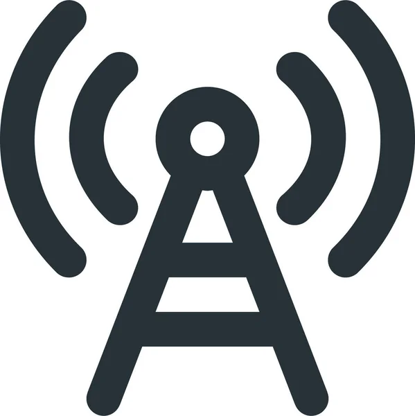Antenn Radio Signal Ikon Fast Stil — Stock vektor