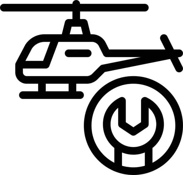 Icono Helicóptero Concepto Avión Estilo Esquema — Vector de stock