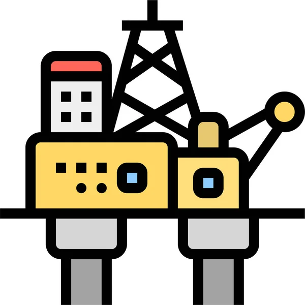 Global Oil Rig Icon Filledoutline Style — 图库矢量图片