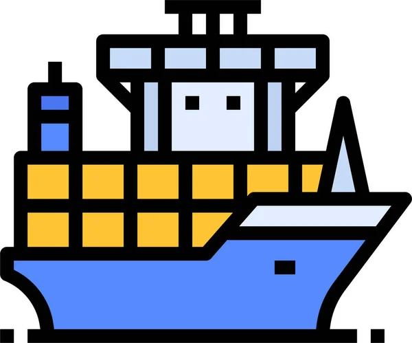 Logisztikai Hajó Hajózási Ikon Kitöltött Vázlatos Stílusban — Stock Vector