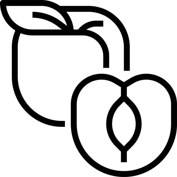 Obst Gesund Pfirsich Symbol Umriss Stil — Stockvektor