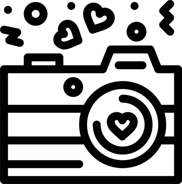 Camera Love Photography Icon Loveromance Category — Stock Vector