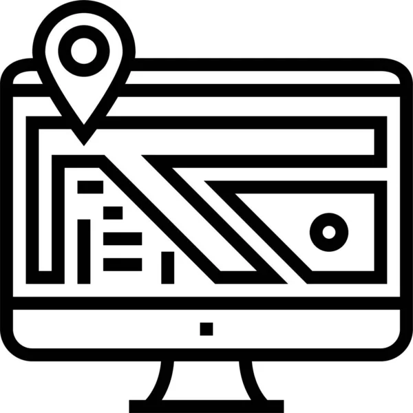 Computermonitor Kaart Pictogram — Stockvector