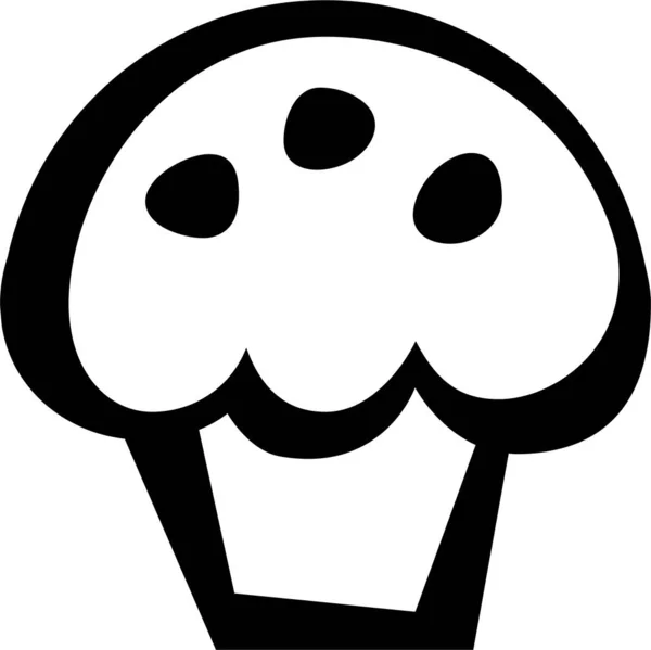 Mangiare Icona Del Muffin Alimentare Stile Disegnato Mano — Vettoriale Stock