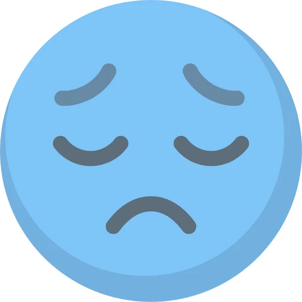 Ícone Emoji Deprimido Azul Estilo Plano — Vetor de Stock