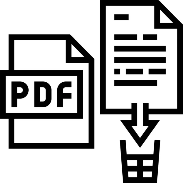 Eliminare Icona Del File Pdf Stile Contorno — Vettoriale Stock