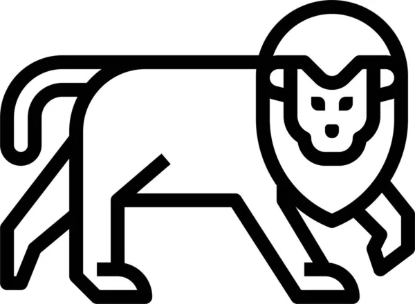 Animal León Vida Silvestre Icono Estilo Esquema — Vector de stock