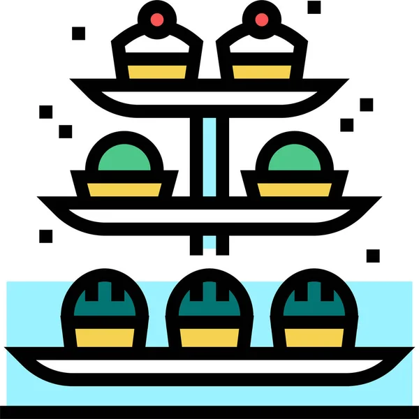 Desserts Tablett Lebensmittel Symbol — Stockvektor